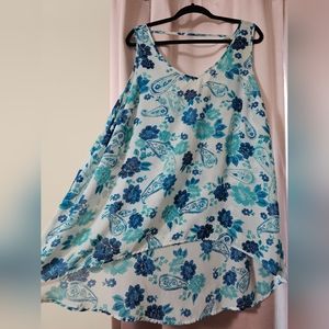 Torrid Plus Size 2 Blue Paisley Print Sheer Chiffon Tank Top